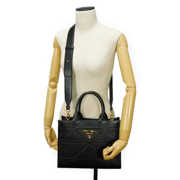 11207g 15 Prada Symbol Topstitched Small Handbag Black