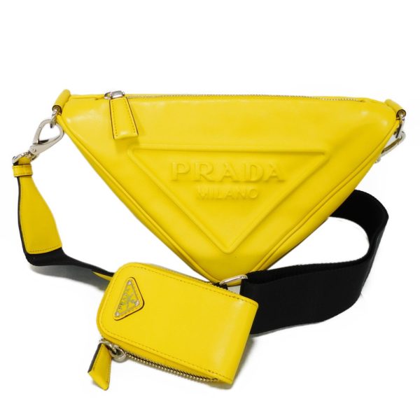 11438g 1 Prada Triangle Crossbody Shoulder Bag Yellow