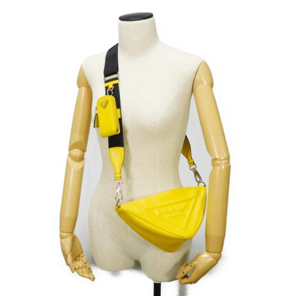 11438g 17 Prada Triangle Crossbody Shoulder Bag Yellow