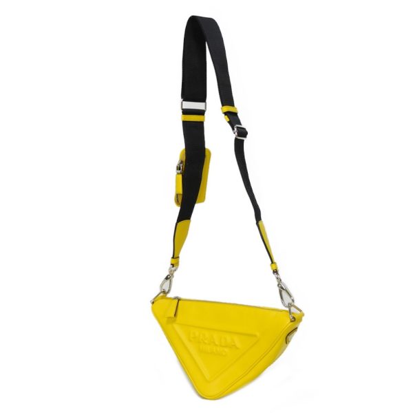 11438g 2 Prada Triangle Crossbody Shoulder Bag Yellow