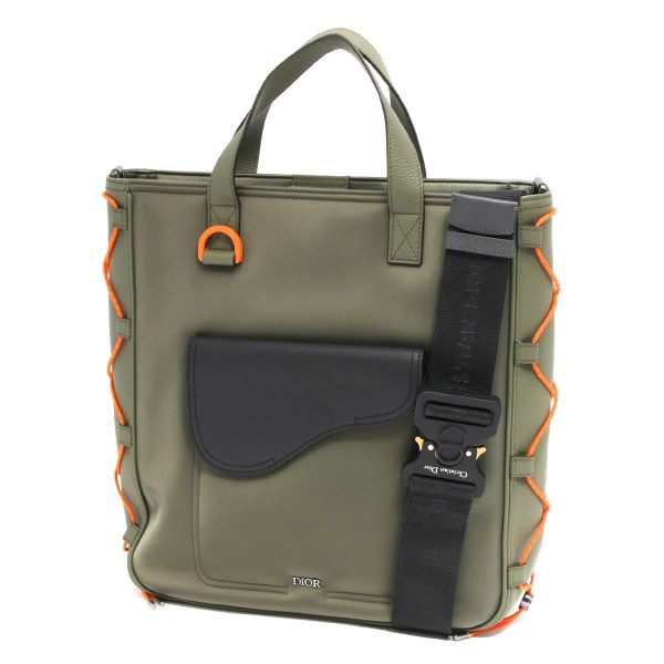 121055 554 Dior Saddle Sacai Collaboration Shoulder Bag Khaki Green Black