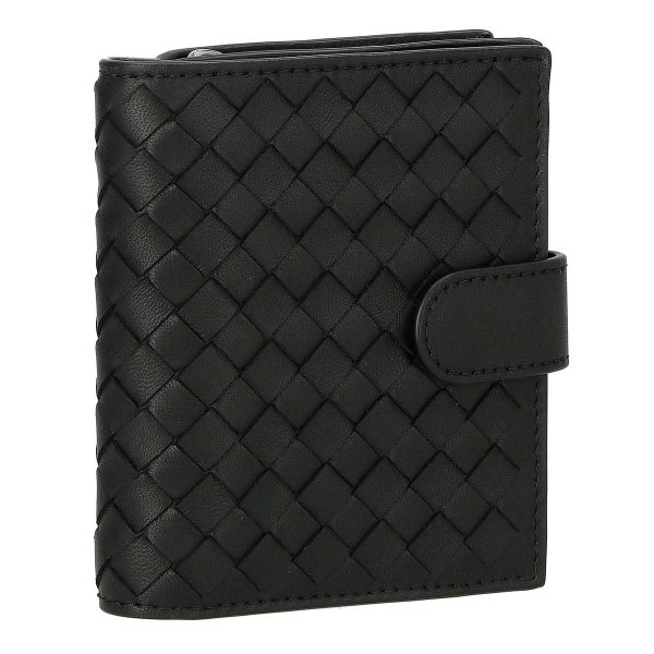 121059 v0016 8806 1 Bottega Veneta Intrecciato Bifold Wallet Nappa Leather Black Silver