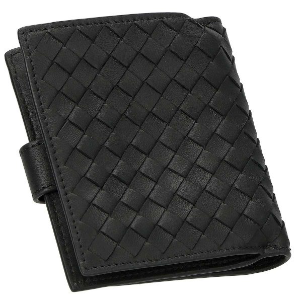 121059 v0016 8806 4 Bottega Veneta Intrecciato Bifold Wallet Nappa Leather Black Silver