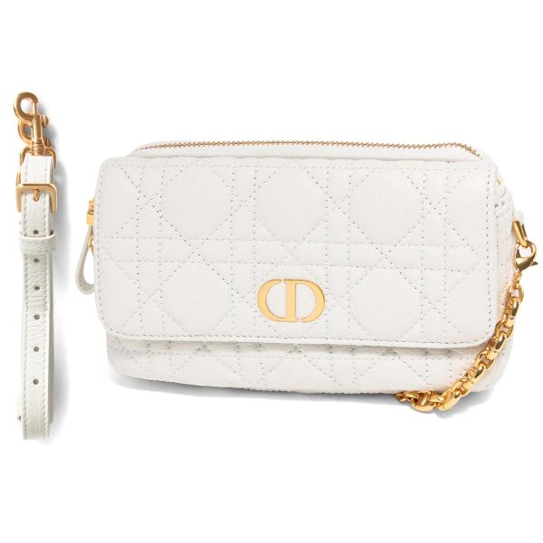 121199 637 Dior Caro Pouch Quilted Shoulder Bag White