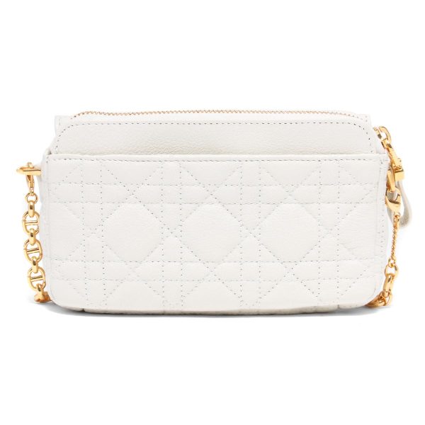 121199 637m2 Dior Caro Pouch Quilted Shoulder Bag White