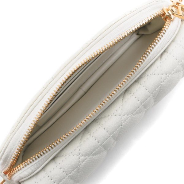 121199 637m3 Dior Caro Pouch Quilted Shoulder Bag White