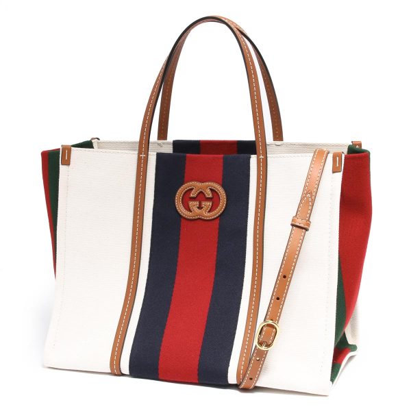 121315 726 Gucci Tote Bag Interlocking G Medium White Blue Red Brown