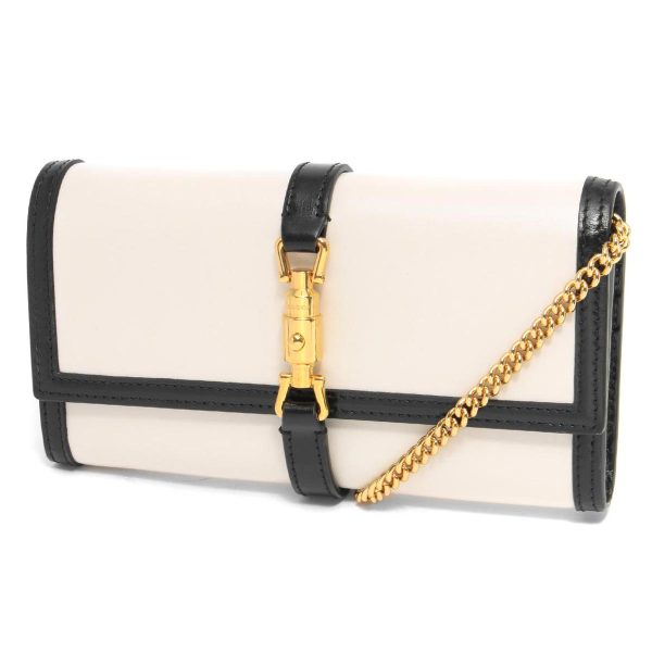 121939 951 Gucci Chain Wallet Jackie 1961 White Black