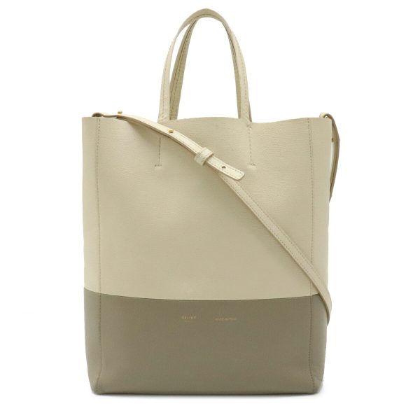 12210723 1 Celine Vertical Cabas Small Tote Bag Leather Bicolor Ivory Gray