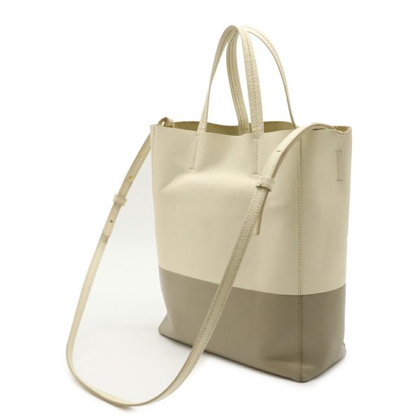 12210723 2 Celine Vertical Cabas Small Tote Bag Leather Bicolor Ivory Gray