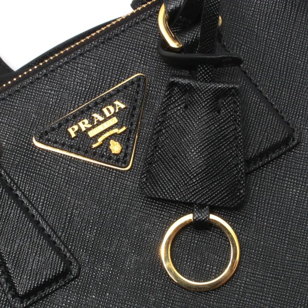 122178m4 Prada Handbag Shoulder Mini Bag Saffiano Lux Triangle Logo Plate Black