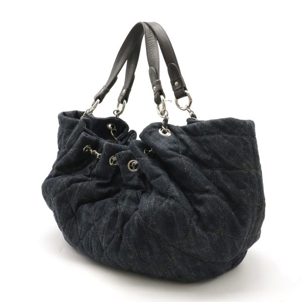 12280806 2 Chanel Cococabus GM Cocomark Tote Bag Leather Navy Denim