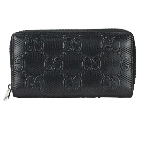 122j0940 01 01 Gucci GG Embossed Zip Around Wallet Black