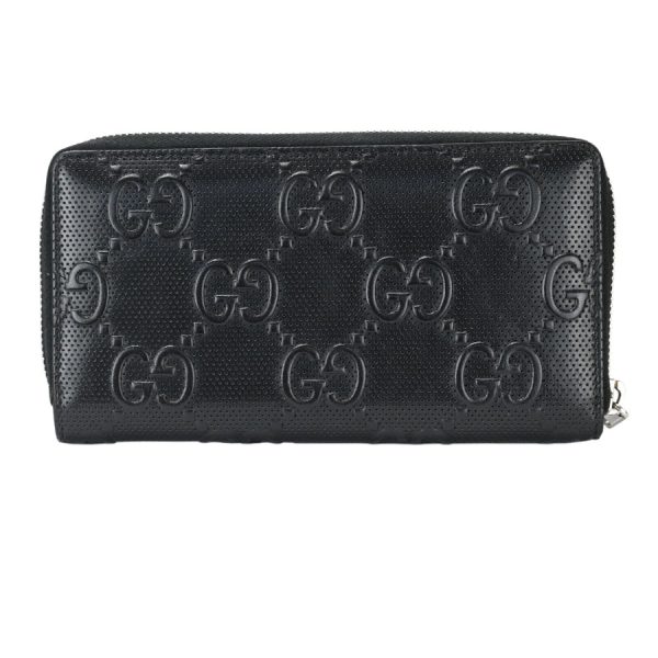 122j0940 01 02 Gucci GG Embossed Zip Around Wallet Black