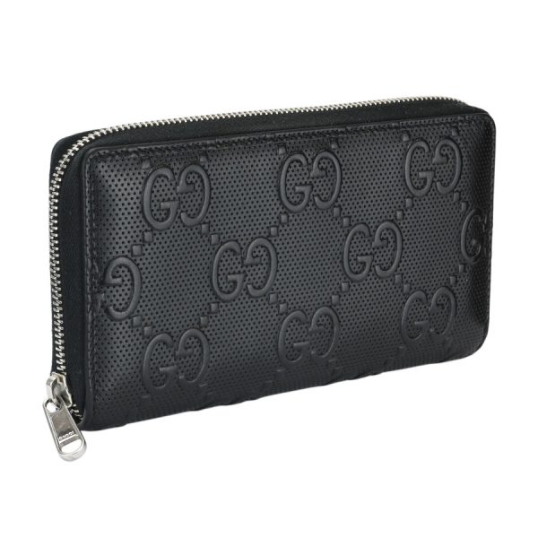 122j0940 01 05 Gucci GG Embossed Zip Around Wallet Black