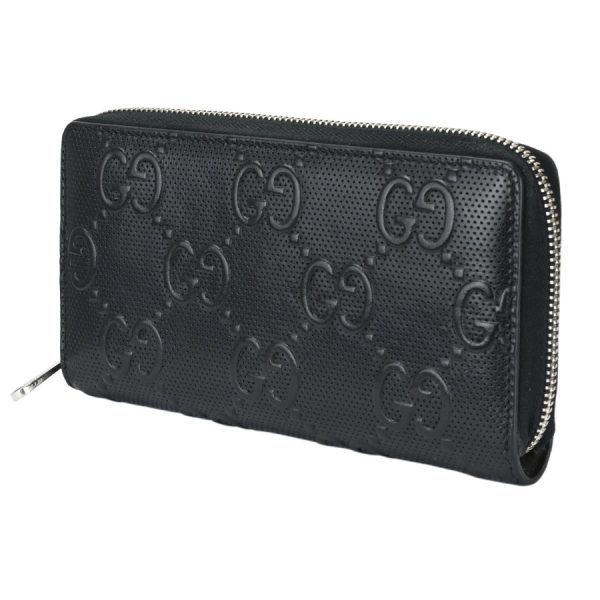 122j0940 01 06 Gucci GG Embossed Zip Around Wallet Black