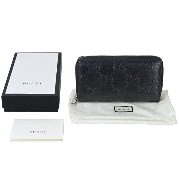 122j0940 01 18 Gucci GG Embossed Zip Around Wallet Black