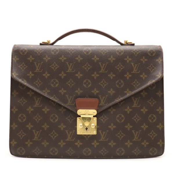 12310489 1 LOUIS VUITTON Monogram Porte Document Bandouliere Business Bag Brown