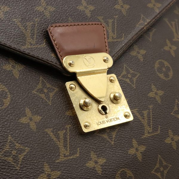 12310489 9 LOUIS VUITTON Monogram Porte Document Bandouliere Business Bag Brown