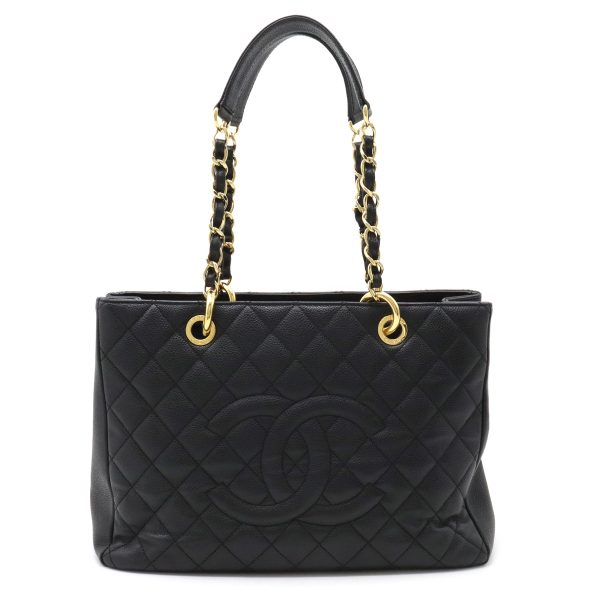 12320413 1 Chanel Matelasse Chain Tote Bag Caviar Skin Black