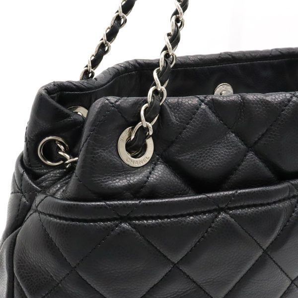 12320760 6 Chanel Matelasse Coco Chain Tote Caviar Skin Black Silver