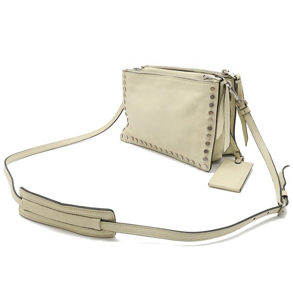 12330441 2 Prada Etiquette Bag Shoulder Crossbody Studded Leather Ivory Silver