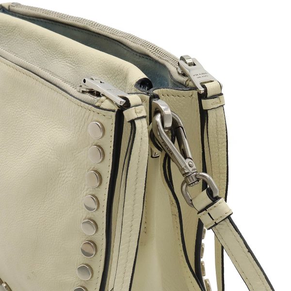 12330441 7 Prada Etiquette Bag Shoulder Crossbody Studded Leather Ivory Silver