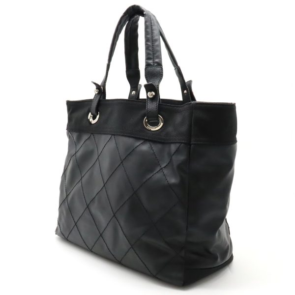 12330506 2 Chanel Paris Biarritz Tote MM Handbag Coated Canvas Black Silver