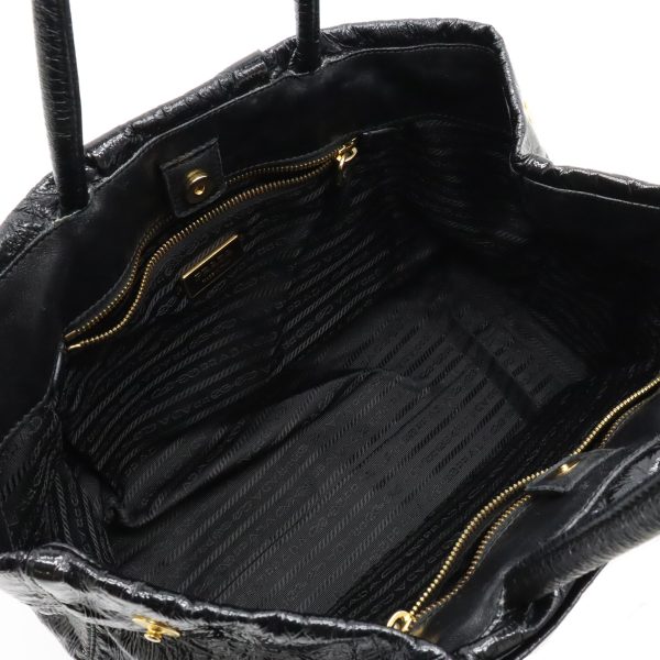 12330839 5 Prada Mini Tote Ribbon Patent Leather Nero