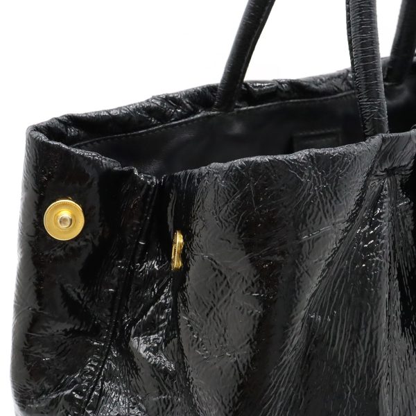 12330839 6 Prada Mini Tote Ribbon Patent Leather Nero