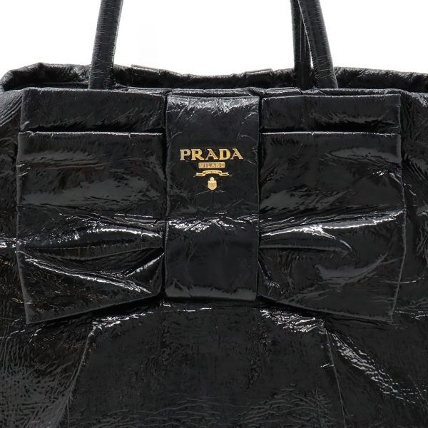 12330839 7 Prada Mini Tote Ribbon Patent Leather Nero