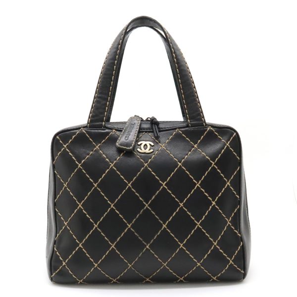 12340414 1 Chanel Wild Stitch Tote Bag Leather Black