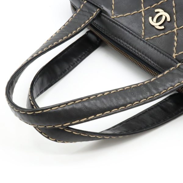 12340414 4 Chanel Wild Stitch Tote Bag Leather Black