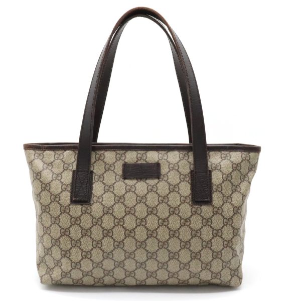 12340455 1 Gucci GG Supreme Tote Bag Beige Dark Brown