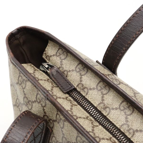 12340455 6 Gucci GG Supreme Tote Bag Beige Dark Brown