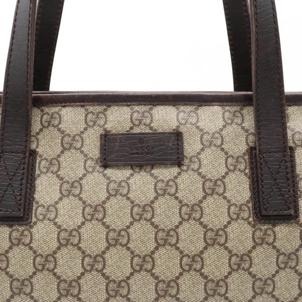 12340455 8 Gucci GG Supreme Tote Bag Beige Dark Brown