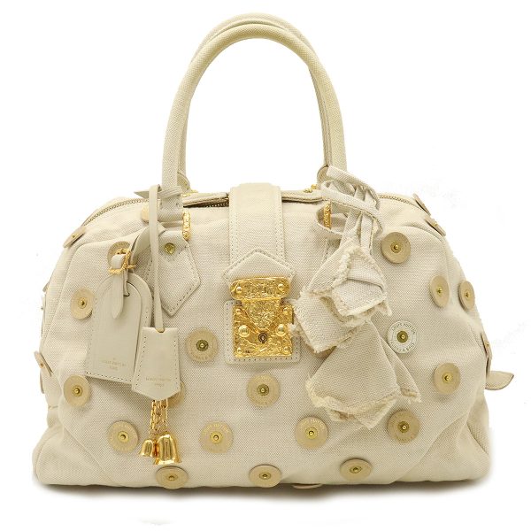 12350606 1 LOUIS VUITTON Polkadots Panama Bowlie Mini Boston Bag Ivory