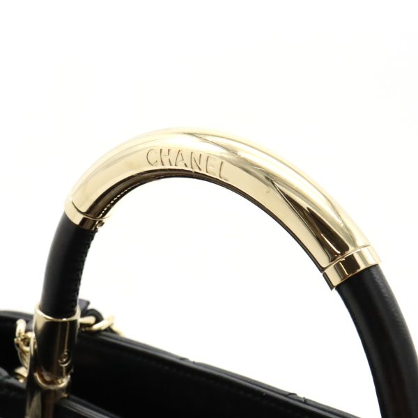 12350658 4 Chanel Matelasse Cocomark Handbag 2Way Chain Leather Black Gold