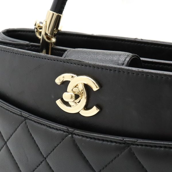 12350658 8 Chanel Matelasse Cocomark Handbag 2Way Chain Leather Black Gold