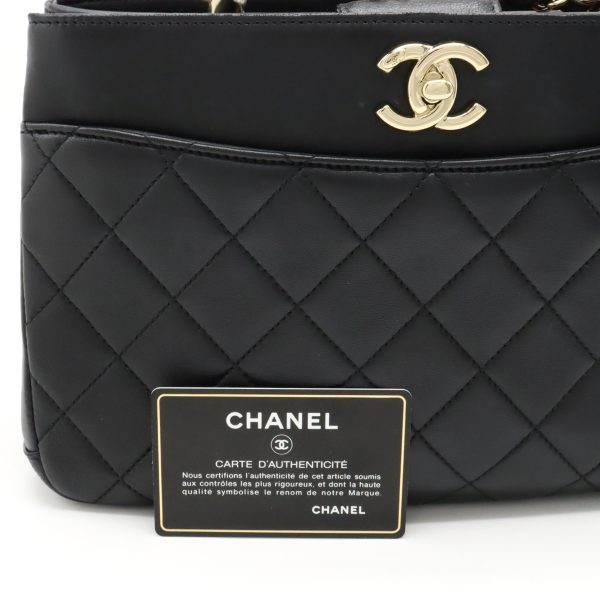 12350658 9 Chanel Matelasse Cocomark Handbag 2Way Chain Leather Black Gold