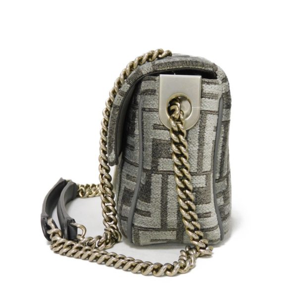 12359g 3 Fendi Bucket Chain Midi Shoulder Bag Gray