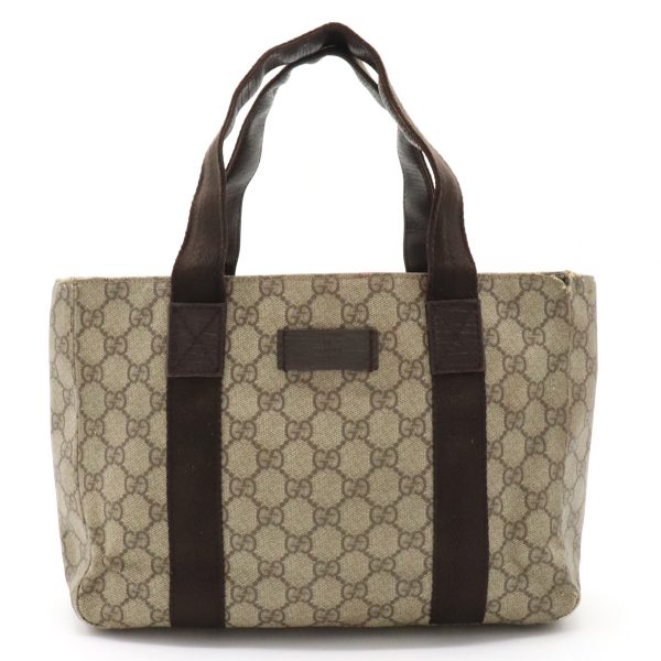 12360393 1 Gucci GG Supreme GG Plus Tote Bag PVC Leather Beige Dark Brown