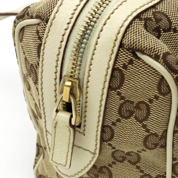 12361032 7 Gucci GG Canvas Handbag Shoulder Bag Khaki Beige Gold