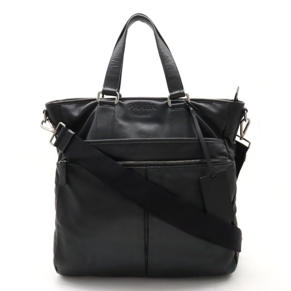 12361171 1 Prada Tote Bag Soft Calf Leather Black