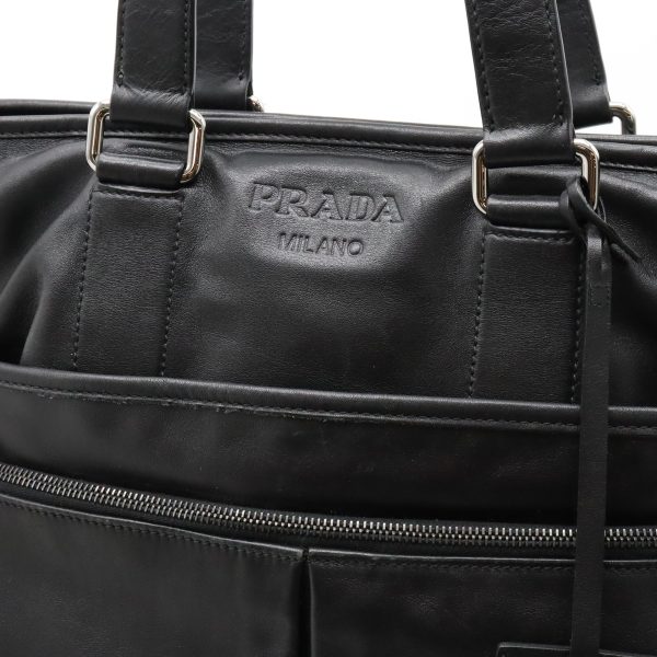 12361171 8 Prada Tote Bag Soft Calf Leather Black