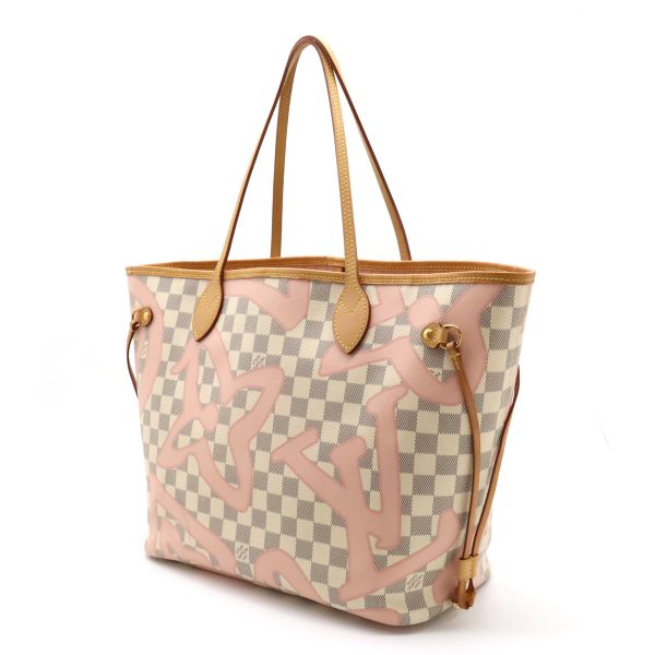 12370099 2 LOUIS VUITTON Damier Azur Tahiti Neverfull MM Tote Bag Rose Ballerine Black