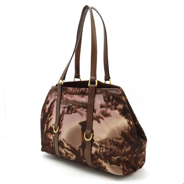 12370609 2 Prada Tote Bag Landscape Print Nylon Alabastro