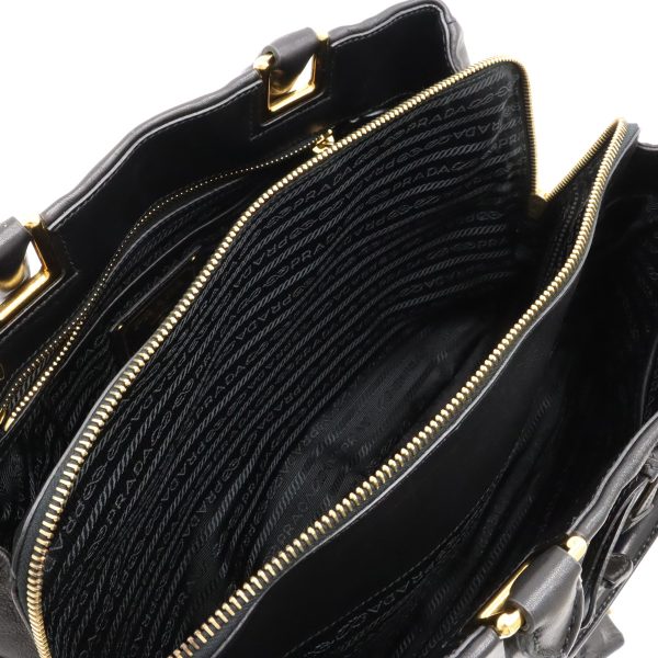 12370741 5 PRADA ribbon 2WAY soft Shoulder Bag NERO black