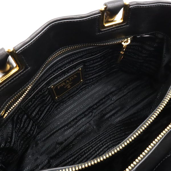 12370741 6 PRADA ribbon 2WAY soft Shoulder Bag NERO black