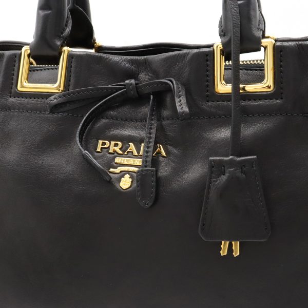 12370741 9 PRADA ribbon 2WAY soft Shoulder Bag NERO black